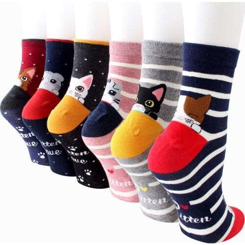 New cotton womens socks all-match sweat socks cute cartoon puppy socks Japan and South Korea sports socks