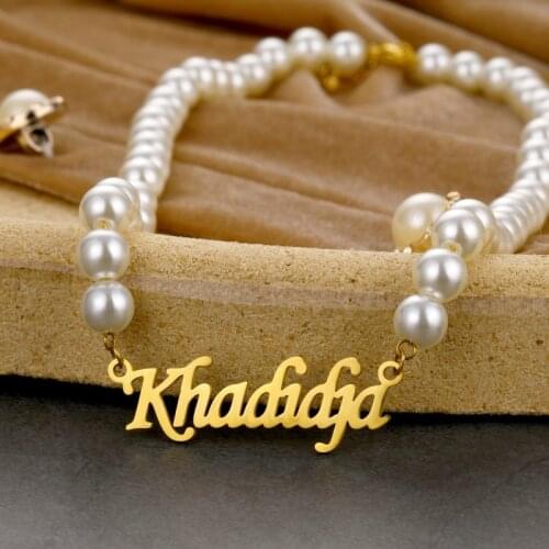 Personalized Name Custom Necklaces for Women Pearl Necklace Choker Stainless Steel Nameplate Pendant Statement Elegant Jewelry
