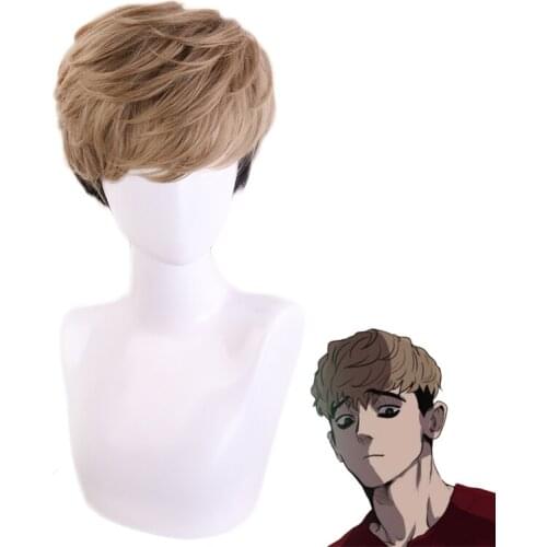 Anime Killing Stalking SangWoo Short Wigs Cosplay Costume Heat Resistant Synthetic Hair Men Fashion Wigs + Wig Cap