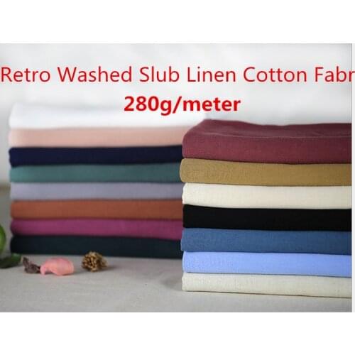 Retro Washed Slub Linen Cotton Fabric Organic Flax Cloth Soft Summer Dressmaking Shirt Pants Pajama Cloth