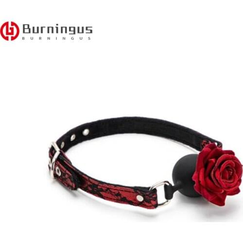 Rose Mouth Gag Sexy Retro Lace Pattern Bondage BDSM Ball Dog Slave Flirting Adult Games Sex Toys for Women Couples Cosplay