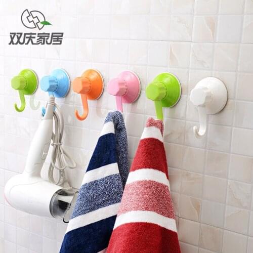 Shuangqing Strong Suction Cup Hook 6Pcs/Lot Bathroom Organizer Seamless Wall Hanging Hooks