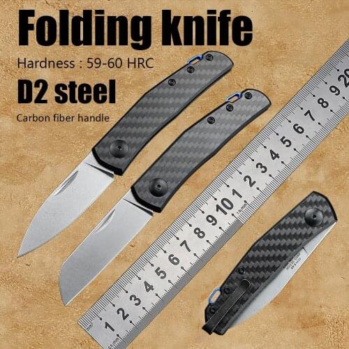 Folding blade pocket knife hunting knife survival tactical camping self defense knife carbon fiber handle