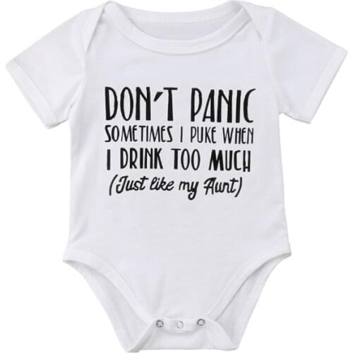 Pudcoco US Stock Funny Newborn Baby Boy Girl Romper Babygrows Short Sleeve Print Letter Playsuit Clothes Outfits