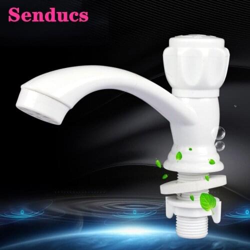 Single Cold Basin Sink Faucets Senducs ABS Cold Bathroom Mixer Tap Without Flexible Hose Single Handle Cold Basin Sink Mixer Tap