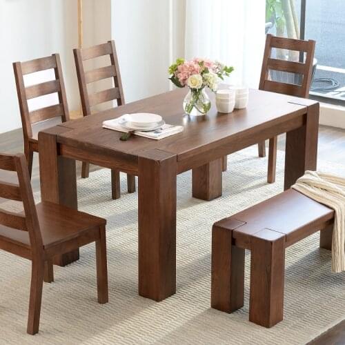 Solid wood chair combined modern northern European oak furniture custom household table 4 6 people restaurant