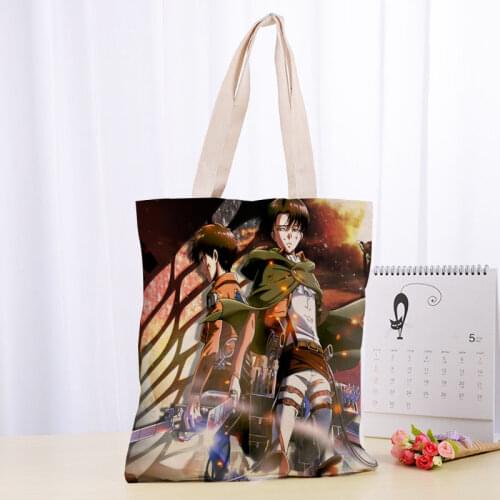 Attack on Titan Tote Bag Handbag Shoulder Pouch Foldable Canvas Shopping Bags Reusable Women Canvas Shoulder Bag A20200521