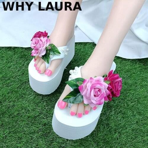 Summer 2021 Womens Sandals, flip-flops, outdoor womens slippers, platform soles, womens beach shoes with flowers, Jelly shoes