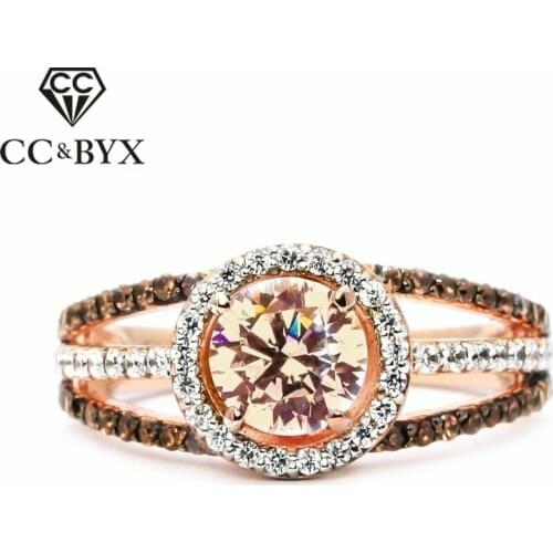 CC Simple Jewelry Rings For Women Round Stone Cubic Zirconia Ring Creative Wedding Engagement Bridal Anillos Accessories CC2130