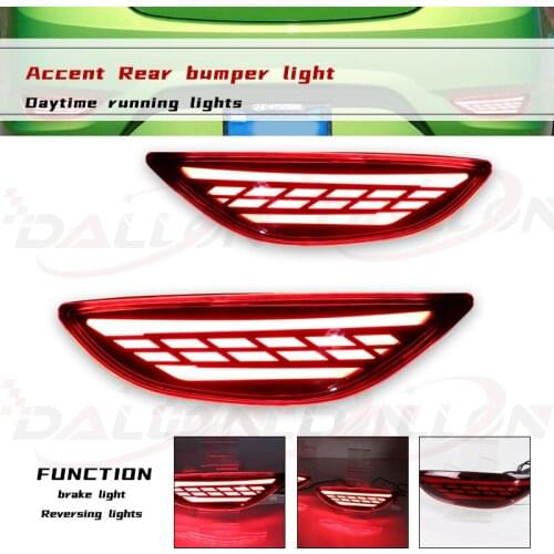 1Pair LED Brake Light Reflector Bumper Fog Lamp Tail Stop Lamp Parking Lamp For Hyundai Accent Verna Brio Solaris 2008-2015