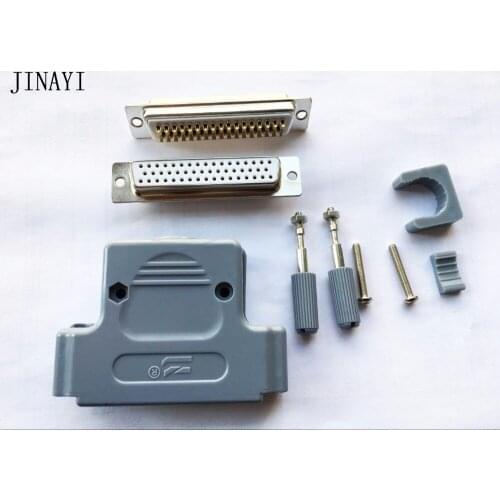 10pcs 50 pin DB50 3 Rows Welding with Plastic Cover Connector Socket Adapter