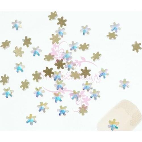 100pcs/lot 5MM Snowflake Shape AB Crystal Glass Rhinestones Flatback Handcrafts Jewelry Making Nail Art 3D DIY Design Decoration