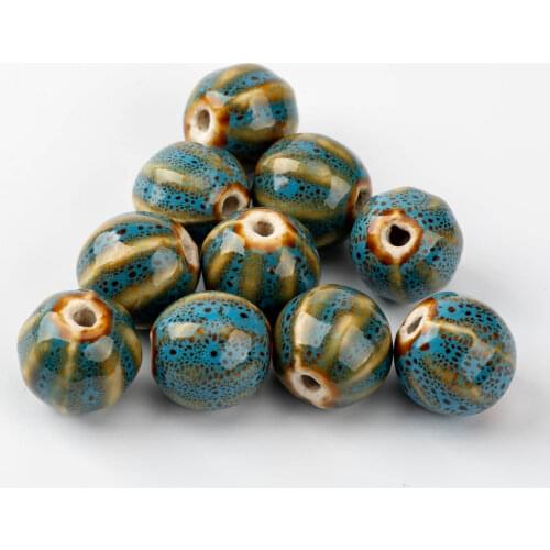 15# 20pcs Watermelon Shape DIY Ceramic beads porcelain handmade Unique Ceramics Beads Wholesale #A430B