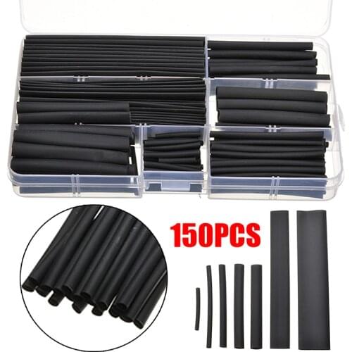 150pcs Heat Shrink Tubes Black Glue Weatherproof Sleeving Tubing Assortment Kit Workshop Equipment Tools Heat Shrink