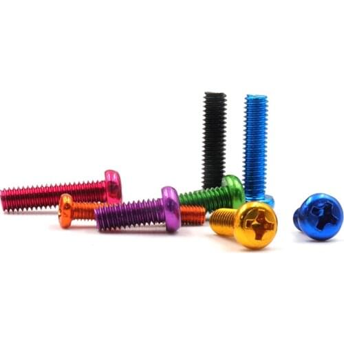22pcs M1.7 M2 M2.5 aluminum alloy 6063 anodized colored screw Phillips PM round cross pan head machine teeth bolt 3mm-30mm long