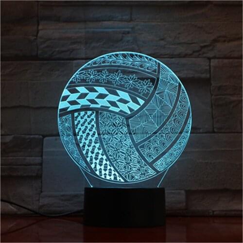 3D Led Colorful Visual Lamp Playing Volleyball Modeling Desk Lamp Baby Sleep Decor Lighting Creative NightLight Gift AW-1706