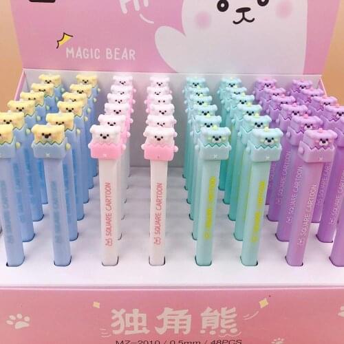 48 pcs/lot Creative Bear Gel Pen Cute 0.5 mm black ink Signature Pens School Office writing Supplies Promotional Gift