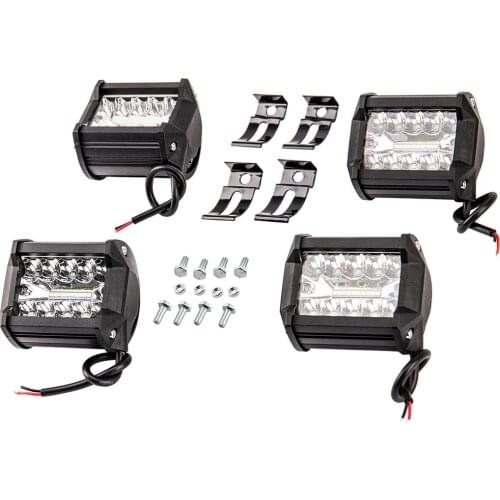 4x 4" inch 1200W LED Work Light Bar Spot Flood Off Road Truck Reverse Fog Lights for Car Motorcycle SUV Truck Forklift Boat