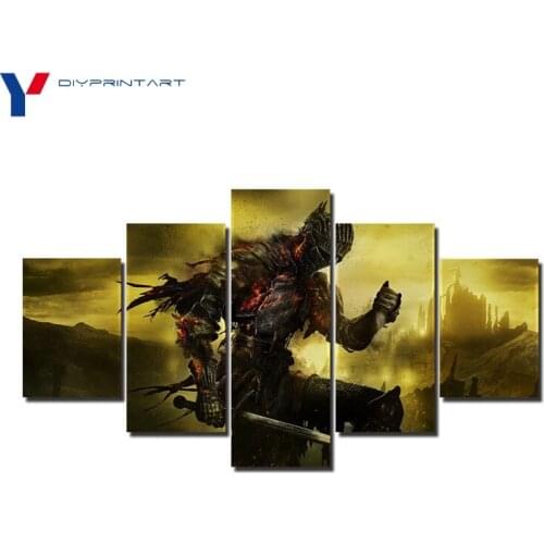 Game Dark Souls III Soul of Cinder 5 Panel Canvas Prints Paintings for Living Room Wall A0026