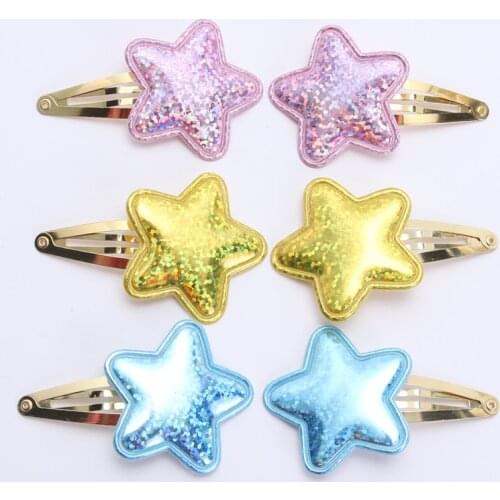 6 Pieces New PU Girls Hair Accessories Hair Clips Children Glitter Hairpins Shinny kids Hair Barrettes