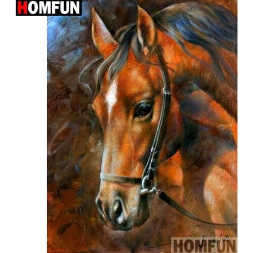 HOMFUN Full Square/Round Drill 5D DIY Diamond Painting "Animal horse" Embroidery Cross Stitch 5D Home Decor A14260