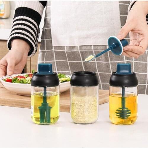 Large Capacity Special Spice Salt Sugar Seasoning Jar Easy Clean Oil Brush Bottle Dust-proof for Restaurant