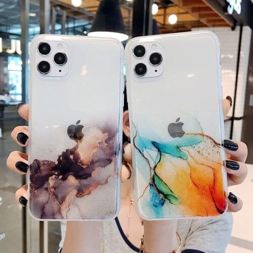 Watercolor painting Phone Case For iPhone 11Pro Max XR X XS Max 7 8 Plus SE 2020 Full Body Soft IMD Shockproof transparent Cover