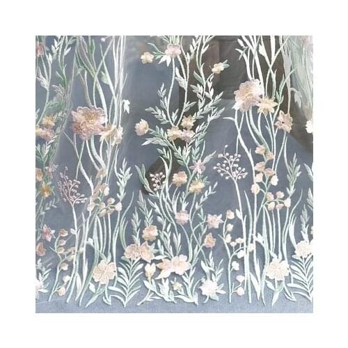 Colorful Threedimensional Branches Embroidered Lace Fabric Wedding Dress Handmade Diy Cloth Mesh Decorative Materials