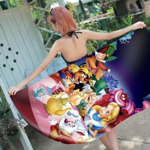 Disney Alice in Wonderland Bath Towel Throw Microfibre Baby Fairy Tale Princess Beach Towel Children Kid Girls Swimming Blanket