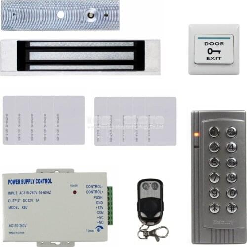 DIYSECUR 125KHz RFID Reader Password Keypad Access Control System Security Kit + 180KG Magnetic Lock Remote Control K4