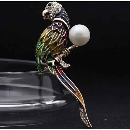 Blucome Enamel Colorful Birds Brooches For Women Party Gifts Best Pearl Brooch Jewelry Sweater Shirt Coat Clip Joyas Crystal Pin