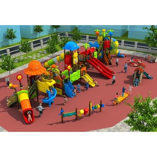 European Standard children outdoor plastic playground for park/school/community kids paradise facility YLW-OUT171062