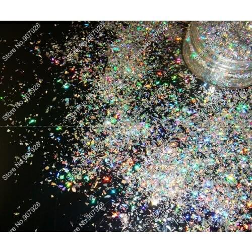 Galaxy Holographic Laser Silver Irregular Nail Glitter Bright Effect Flake Shapes for Nail Polish Art Glitter Craft decorations