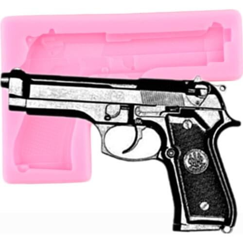 Gun Toy Pistol Shape Silicone Mold DIY Baby Birthday Fondant Cake Decorating Tools Cupcake Baking Candy Chocolate Gumpaste Mould