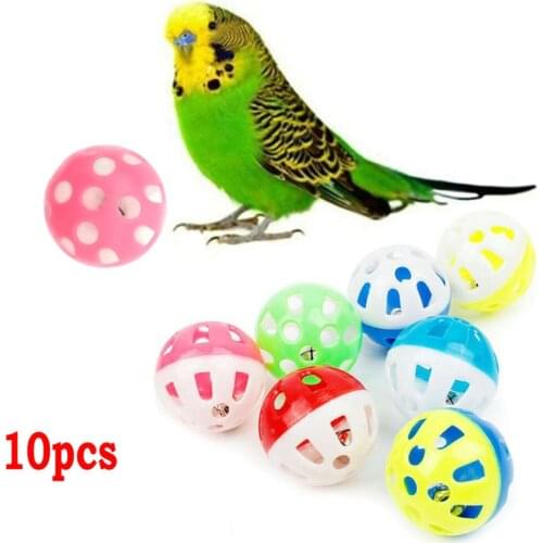 10Pcs Pet Parrot Toy Colorful Hollow Rolling Bell Ball Bird Toy Parakeet Cockatiel Parrot Chew Cage Fun Toys Pet Parrot Toy