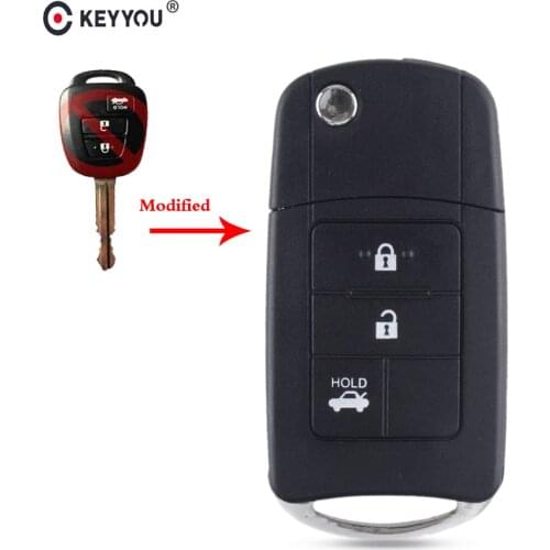 KEYYOU For Toyota Corolla Camry Reiz New Vios RAV4 Crown Modified Flip Folding Remote Car Key Shell Auto Key TOY43