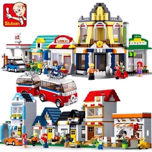 SLuban House Model Block Kit Whole Street View Building Block Community Model Block Toy For Girls/Kids Christmas Birthday Gift