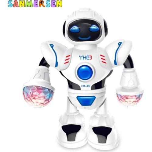 Space Dazzling Light Music Robot Educational Toys Electronic Walking Dancing Smart Space Robot for Boys Children Toys Gifts