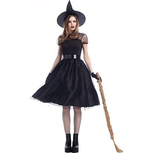 Umorden Black Wicked Witch Costume Spellcaster Costumes for Women Adult Adulto Halloween Fantasia Dresses M-3XL