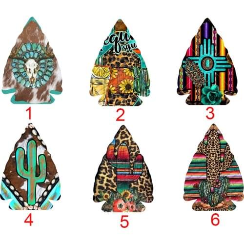Cactus Serape Cheetah Turquoise Western Cross Pritned Arrowhead Leather Earrings Arrow Head Accessories