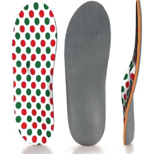 Red Round Plantar Fasciitis Arch Support Insoles Memory Foam Insoles for Women Men and Kids Sports Shoe Inserts