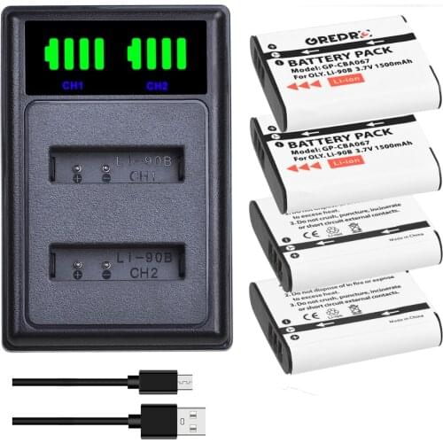 Li-90B Li-92B Battery with Type-c Charger for Olympus Li90B Li 90B SH-1 SH-2 SH-50 his SH-60 Tough TG-3 TG-4 G-5 TG-6 TG-1 his