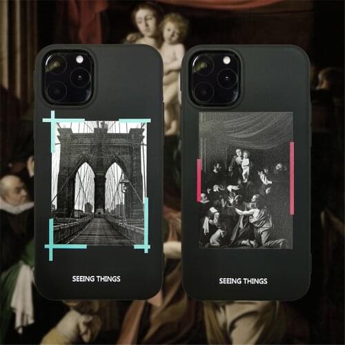 Hot Luxury Retro Brooklyn Bridge art oil painting Soft Silicon Case For iphone 12 MINI11 Pro XS MAX XR X 7 8 Plus fashion cover