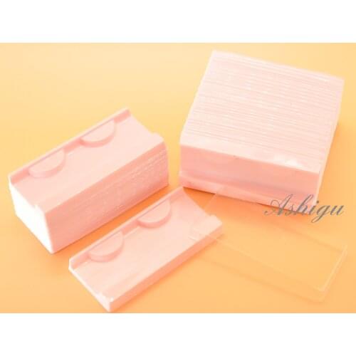 100/pack wholesale 25mm mink lash trays plastic clear eyelash tray holder lids cover eyelashes packaging box lashes case vendors