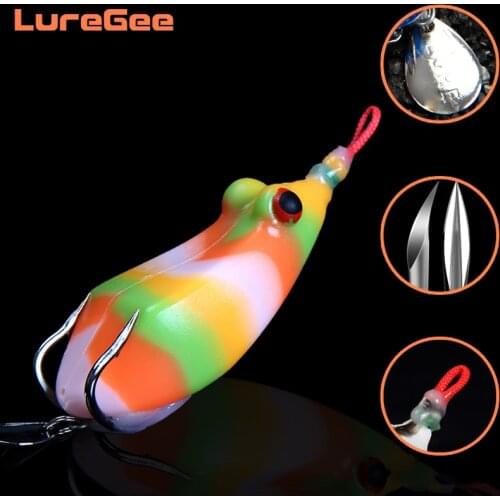 LureGee 60mm 14g High Quality Ray Frog Soft Lure Soft Tube Plastic Fishing Bait Artificial 3D Eye Swimbait With Spoon Black Fish