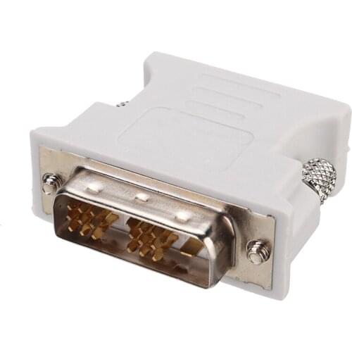 MAYITR 1pc White DVI-D 18+1Pin Dual Link Male To VGA 15 Pin Female Plug Adapter For PC Laptop New