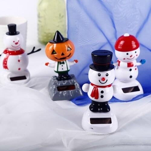Cartoon Cute Christmas Halloween Theme Swing Doll Solar Energy Toys Vibrant Smile Puppet Automobiles Home Decoration Crafts