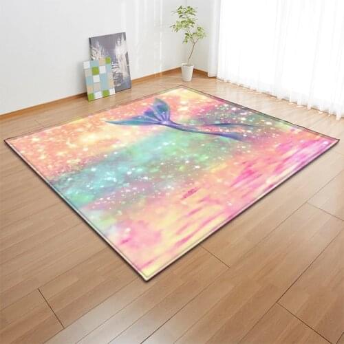 Cartoon Mermaid Series 3D Printing Floor Mat Door Mat Anti-slip Mat Carpet Bedroom Living Room Home Decoration