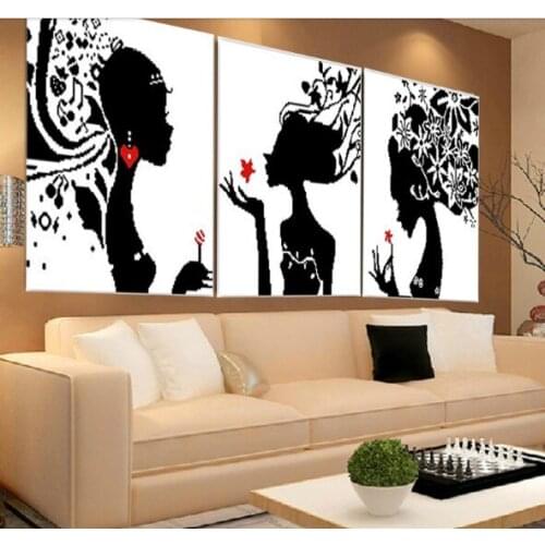 Beauty girls Cross stitch kit Round resin diamond 11ct print cotton silk thread embroidery cross-stitch DIY handmade needlework