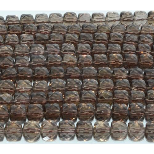 Natural Smoky Quartz Irregular Faceted Cube Beads 7.5mm